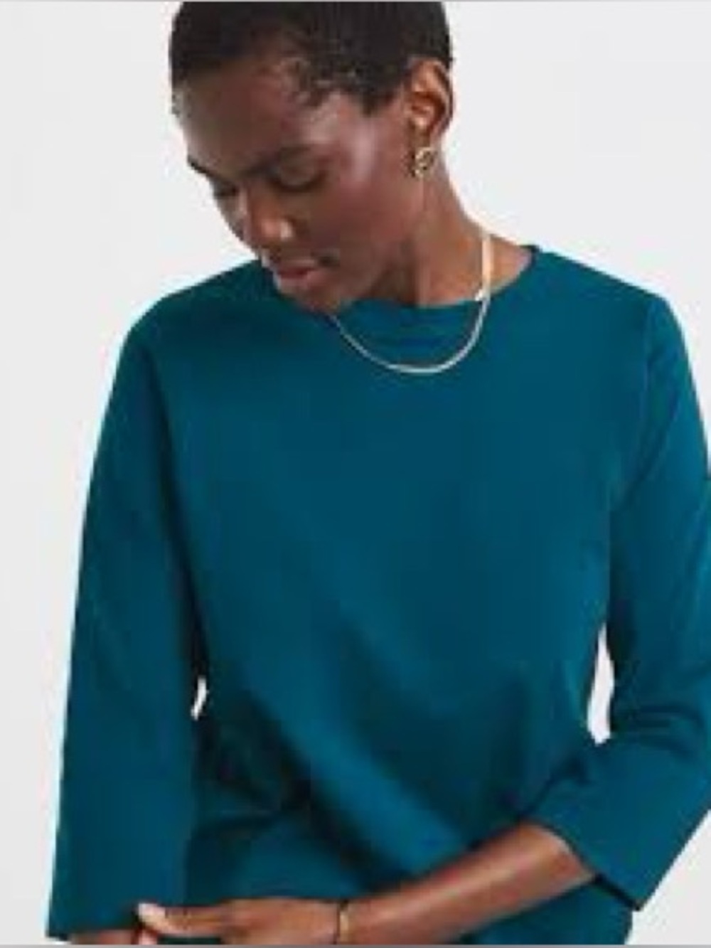 EILEEN FISHER 3/4 sleeves dark green sweater!